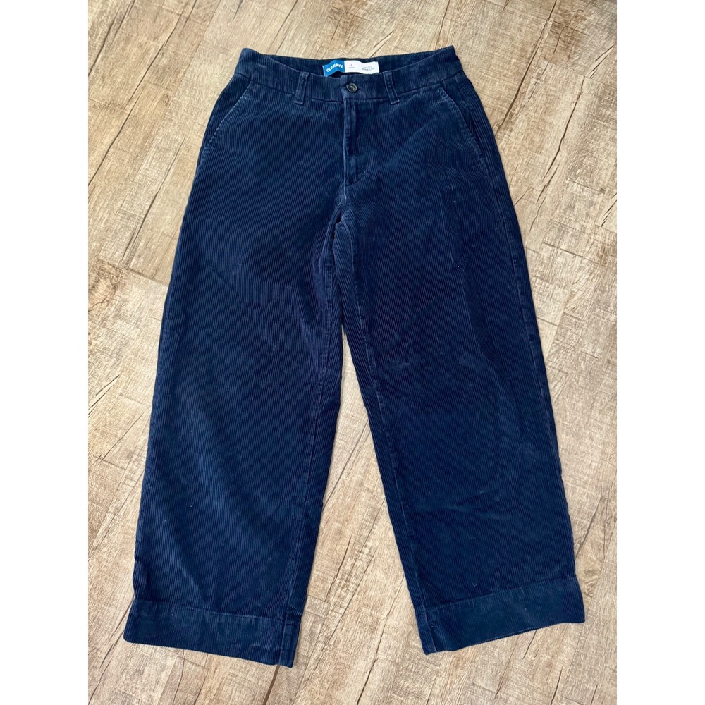 Old Navy High-Rise Wide Leg Corduroy Pants Navy Blue Womens Size 2 Petite - Picture 7 of 11